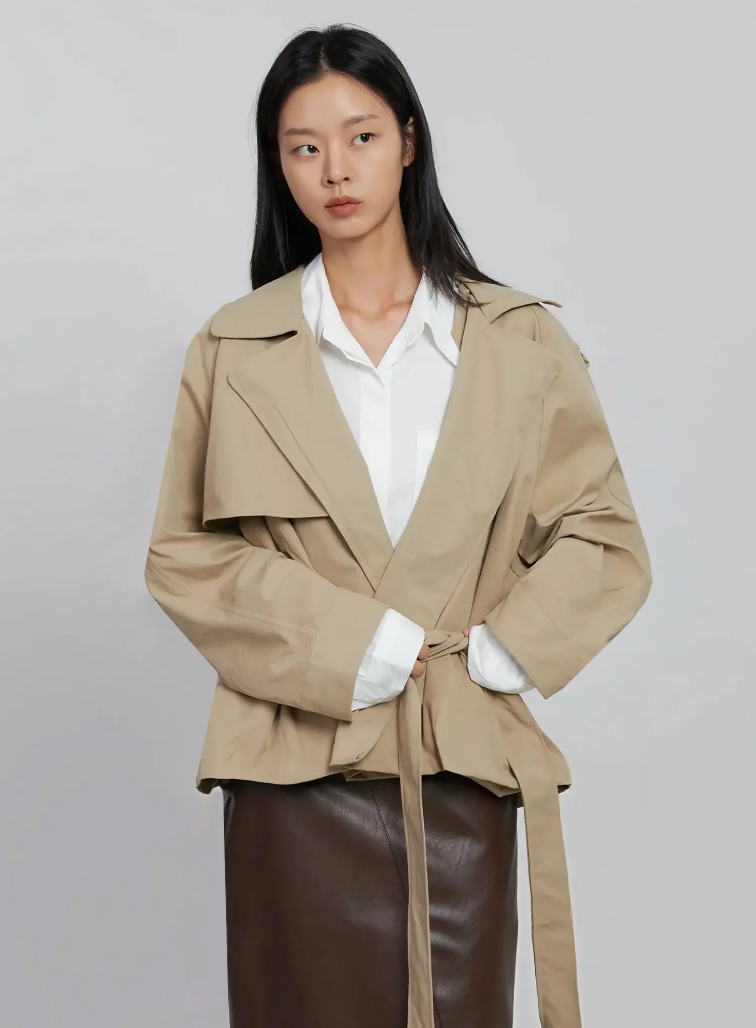 Belted Half Trench Coat ID504 - Image 2