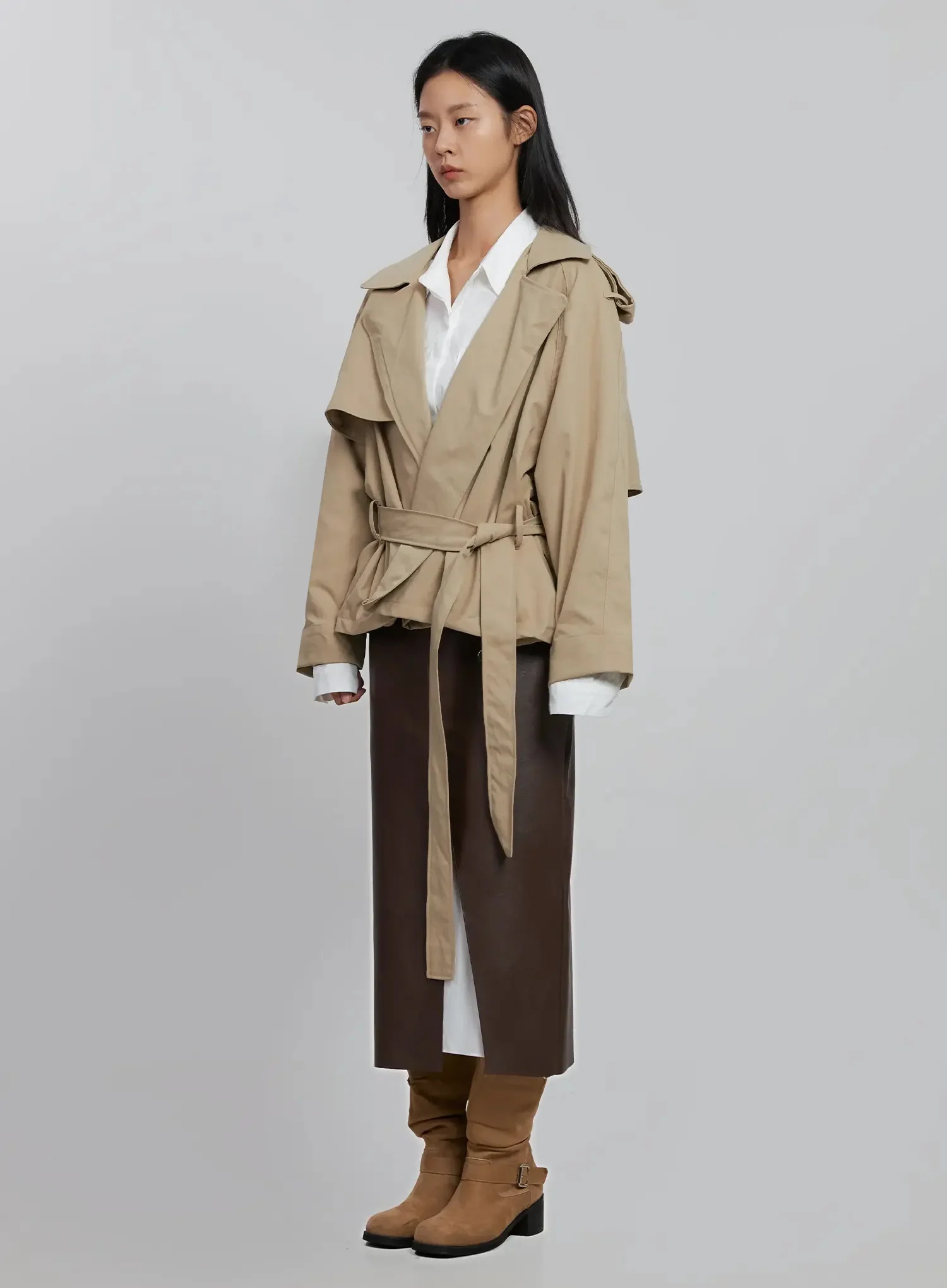 Belted Half Trench Coat ID504 - Image 8
