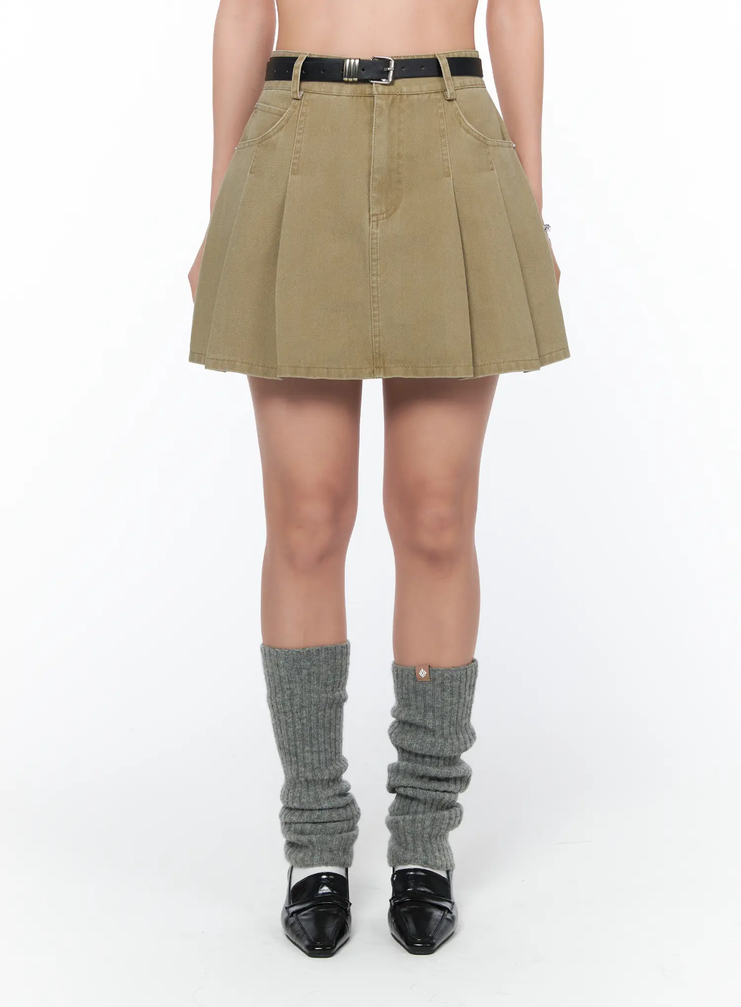 Belted Pleated Mini Skirt CA514 - Image 8