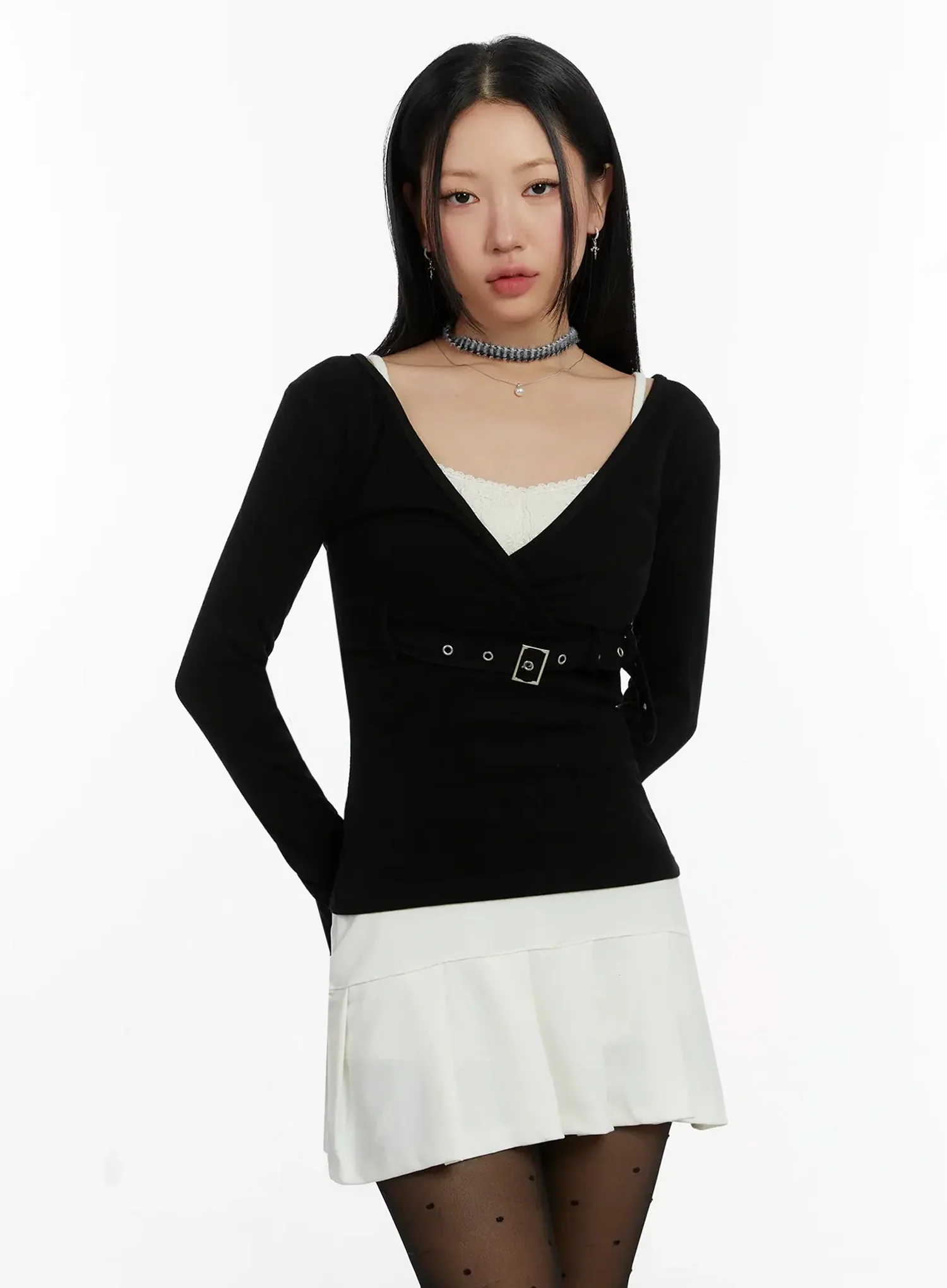 Belted Wrap Long Sleeve Top ID525 - Image 2