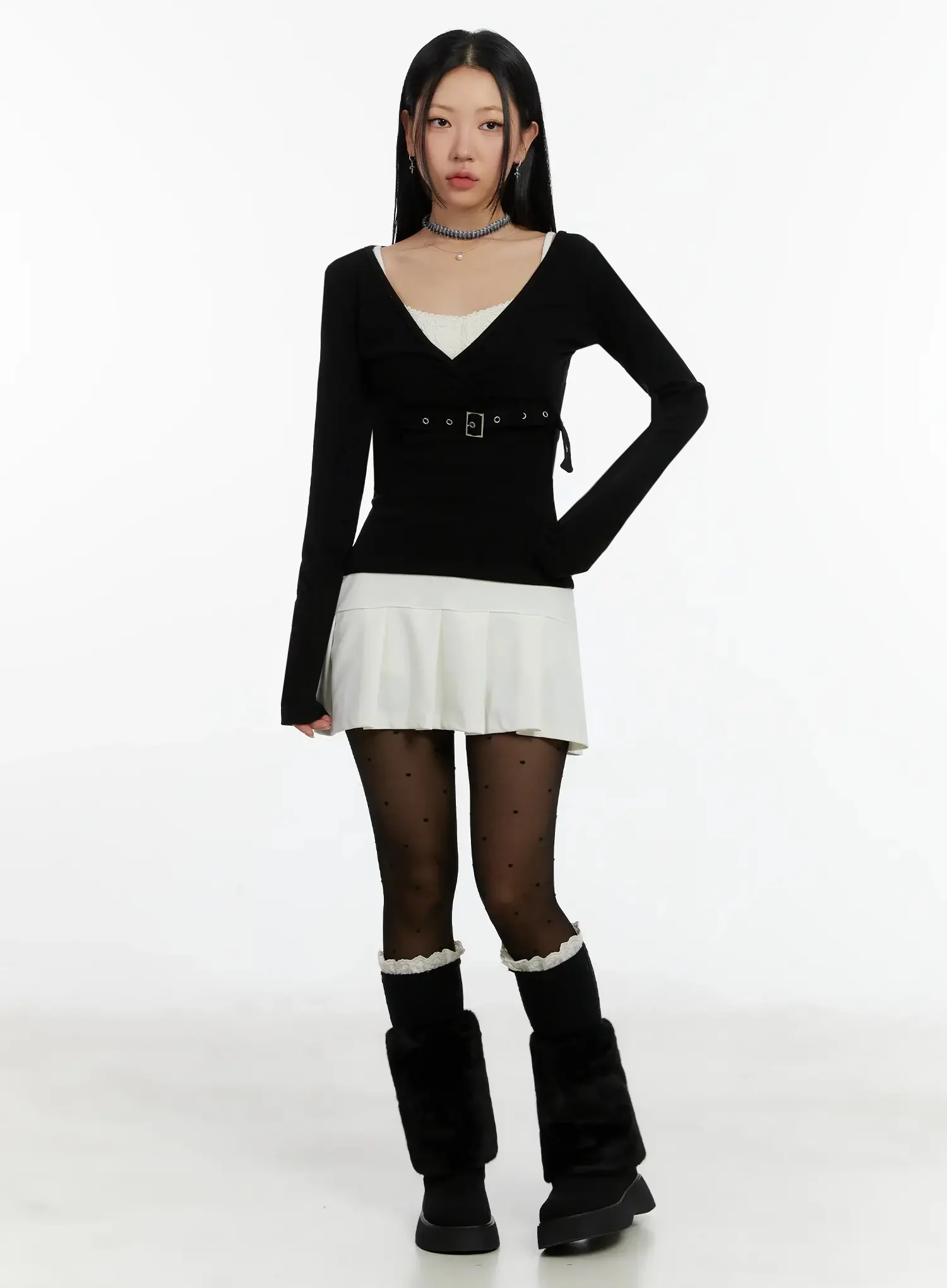 Belted Wrap Long Sleeve Top ID525 - Image 9