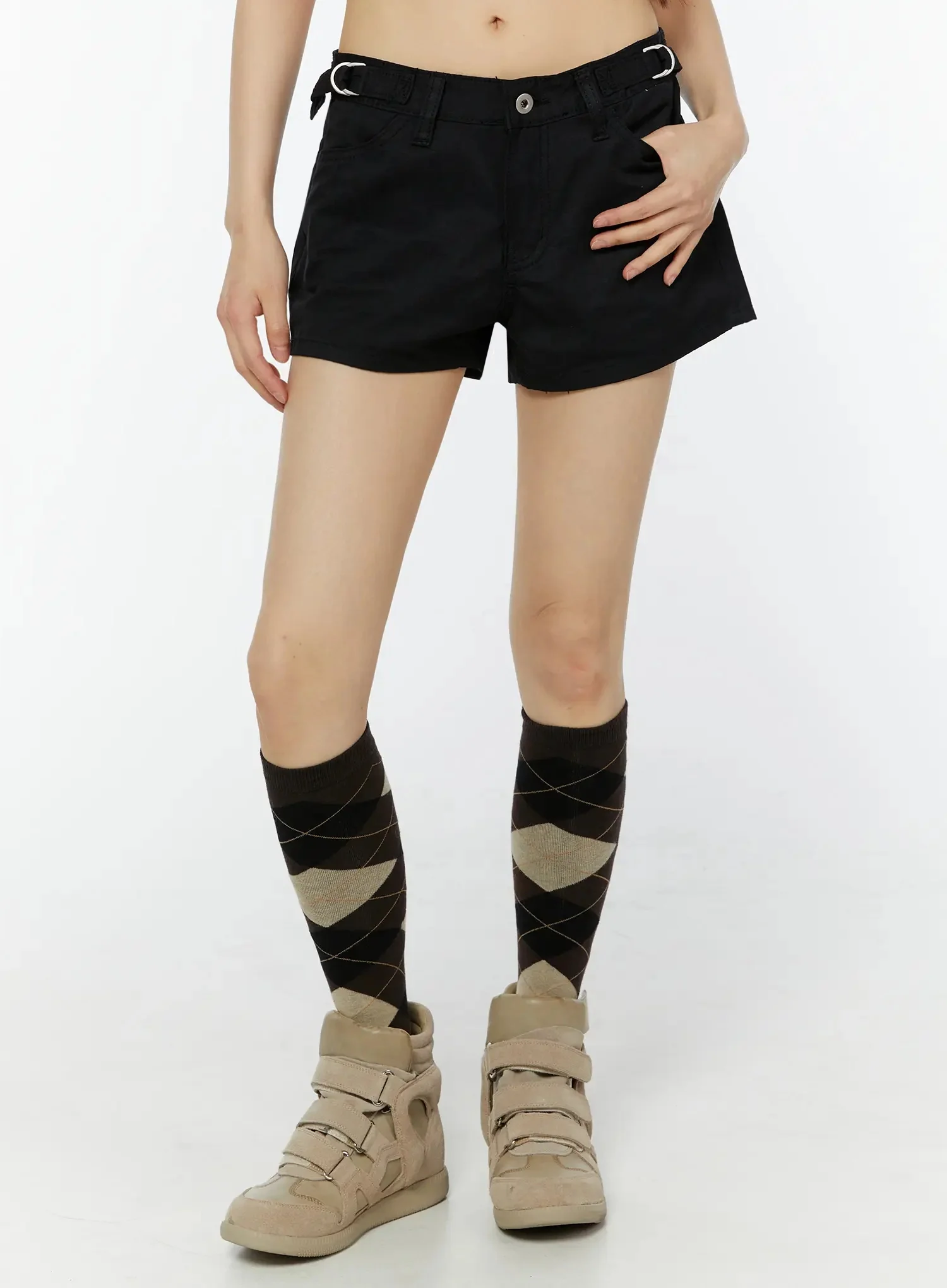 Black Cargo Pocket Shorts IU518 - Image 9