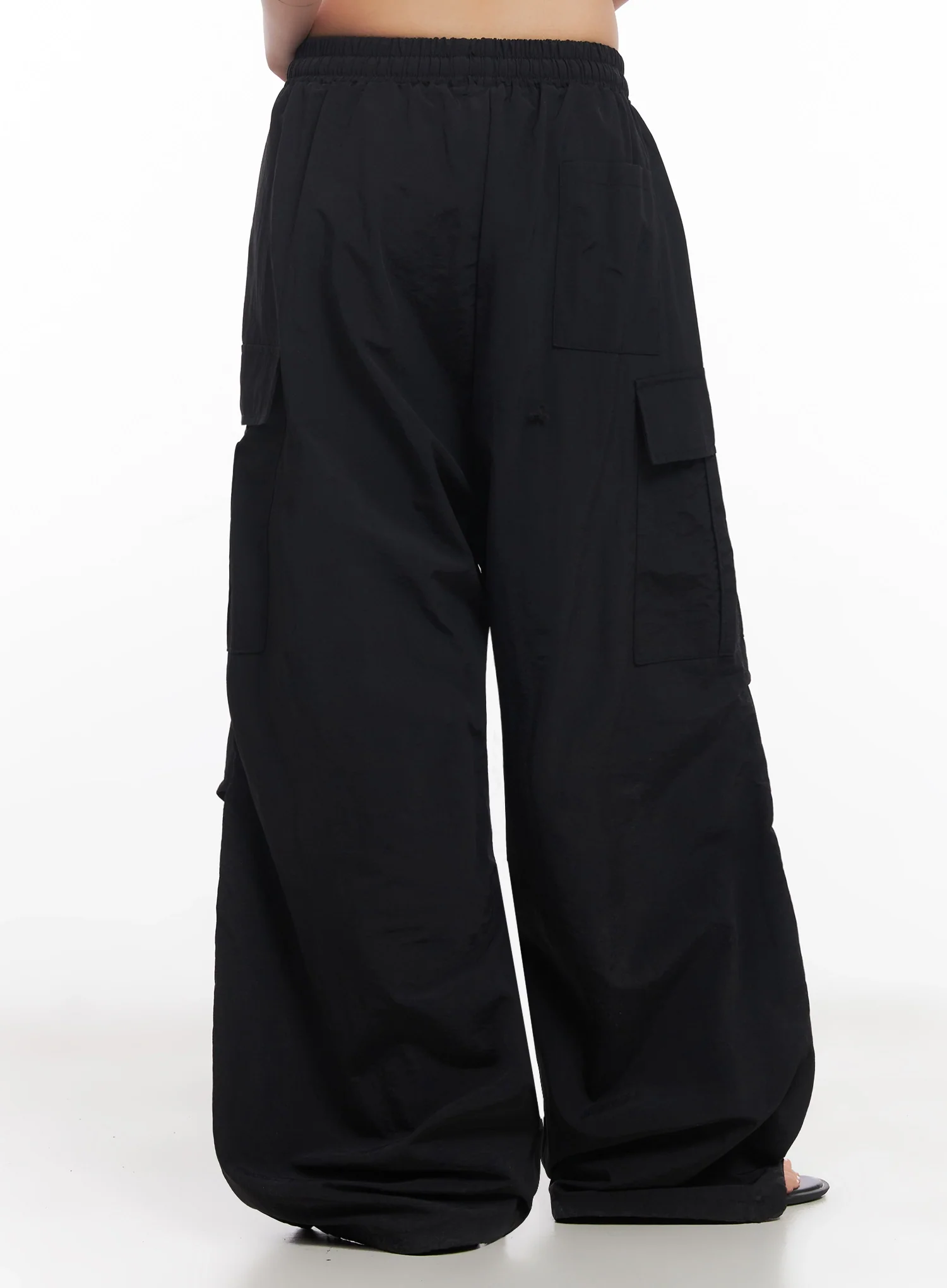 Black Utility Wide-Fit Cargo Pants IC503 - Image 14