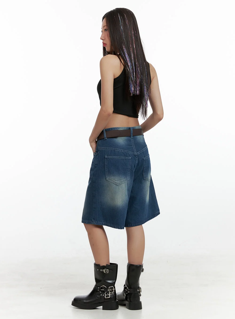 Blue Washed Baggy Jorts OL408 - Image 3