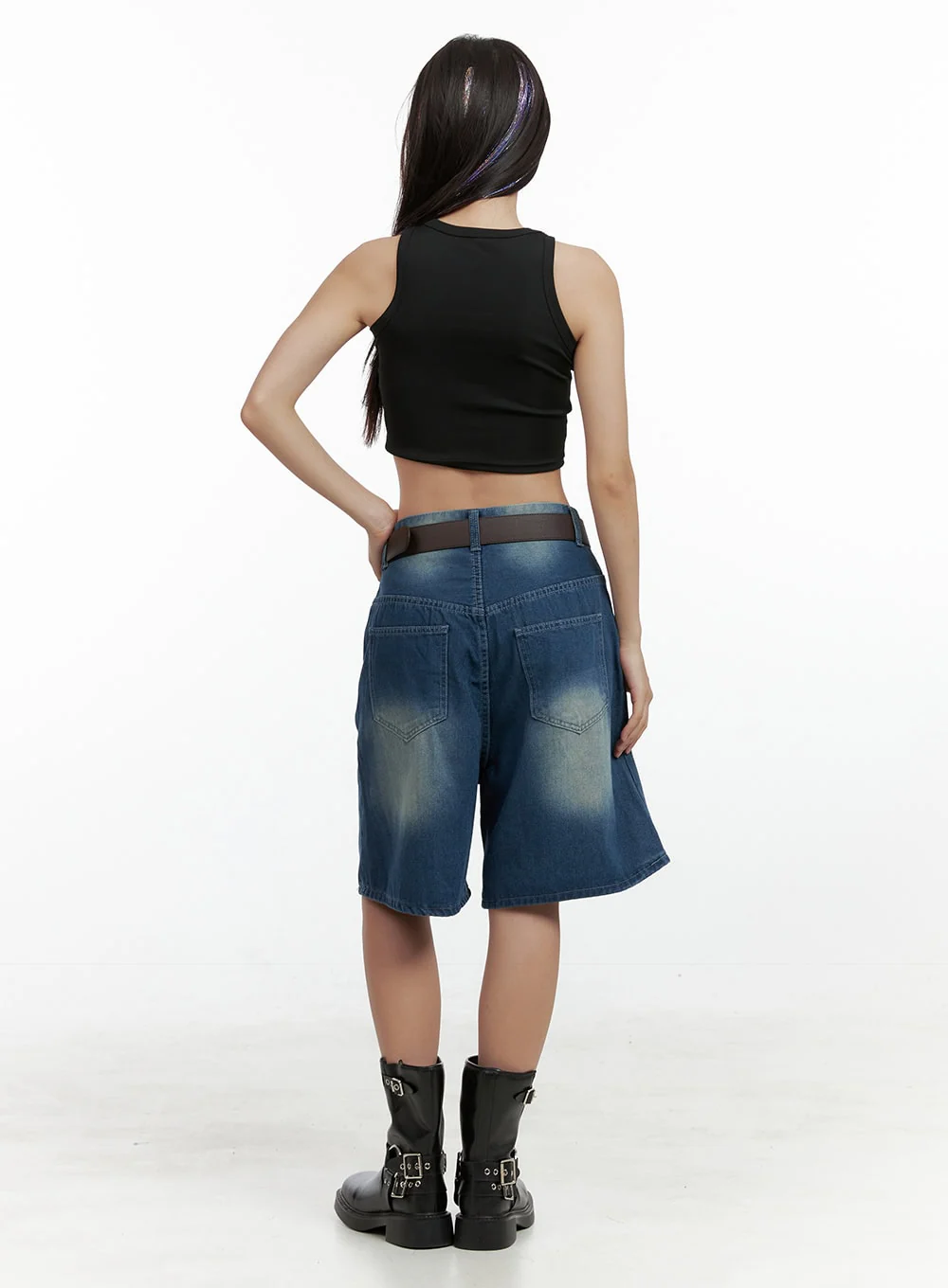Blue Washed Baggy Jorts OL408 - Image 4