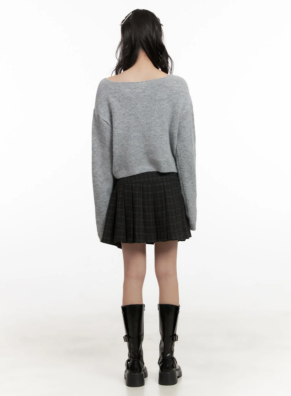 Boat-Neck Buttoned Knit Cardigan CJ501 - Image 7