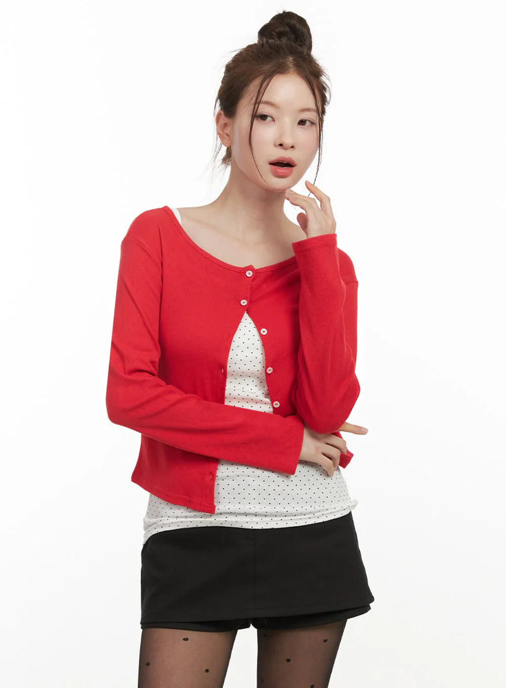 Boat-Neck Crop Cardigan IJ530 - Image 6