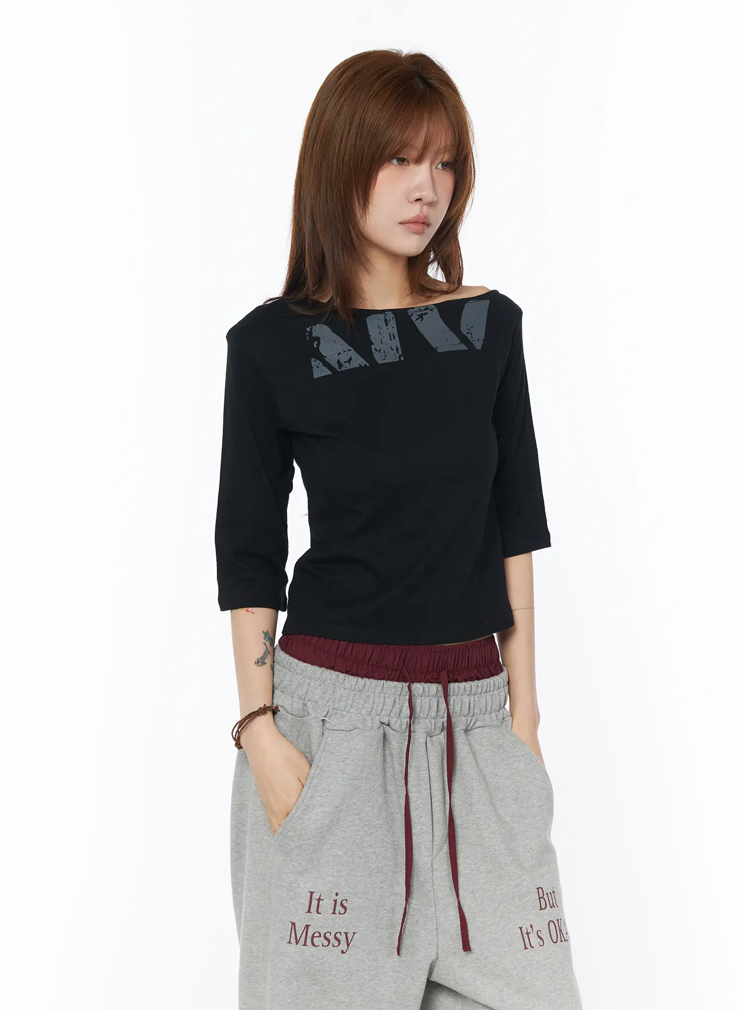 Boat Neck Graphic Tee CY528 - Image 2