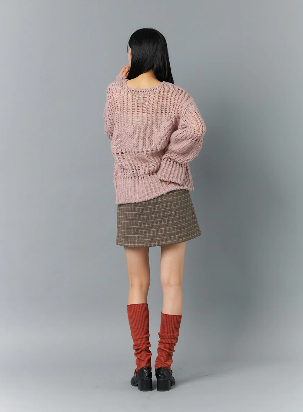 Boat Neck Mesh Knit Sweater ON324 - Image 6