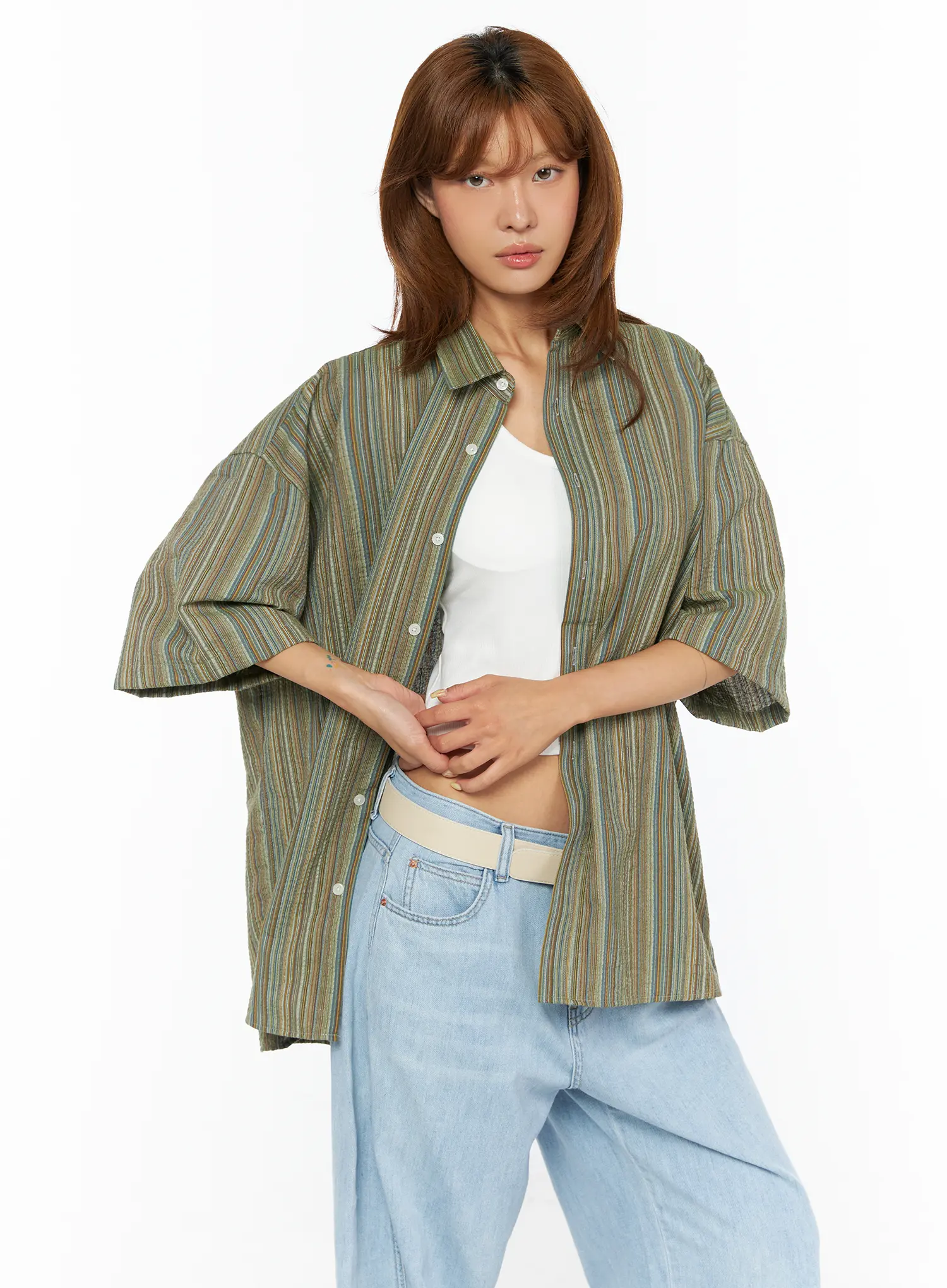 Bohemian Striped Over-Sized Shirt CU518 - Image 10