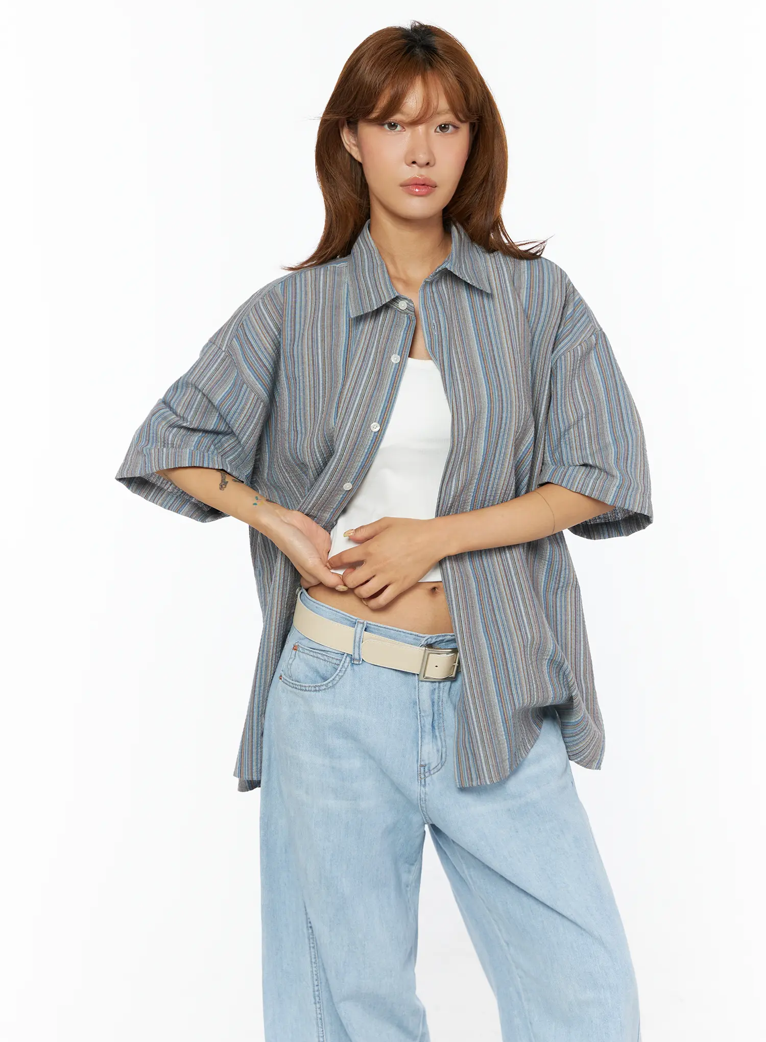 Bohemian Striped Over-Sized Shirt CU518 - Image 14