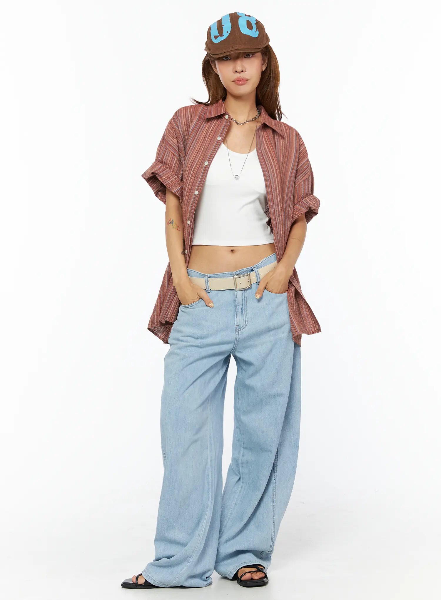 Bohemian Striped Over-Sized Shirt CU518 - Image 3