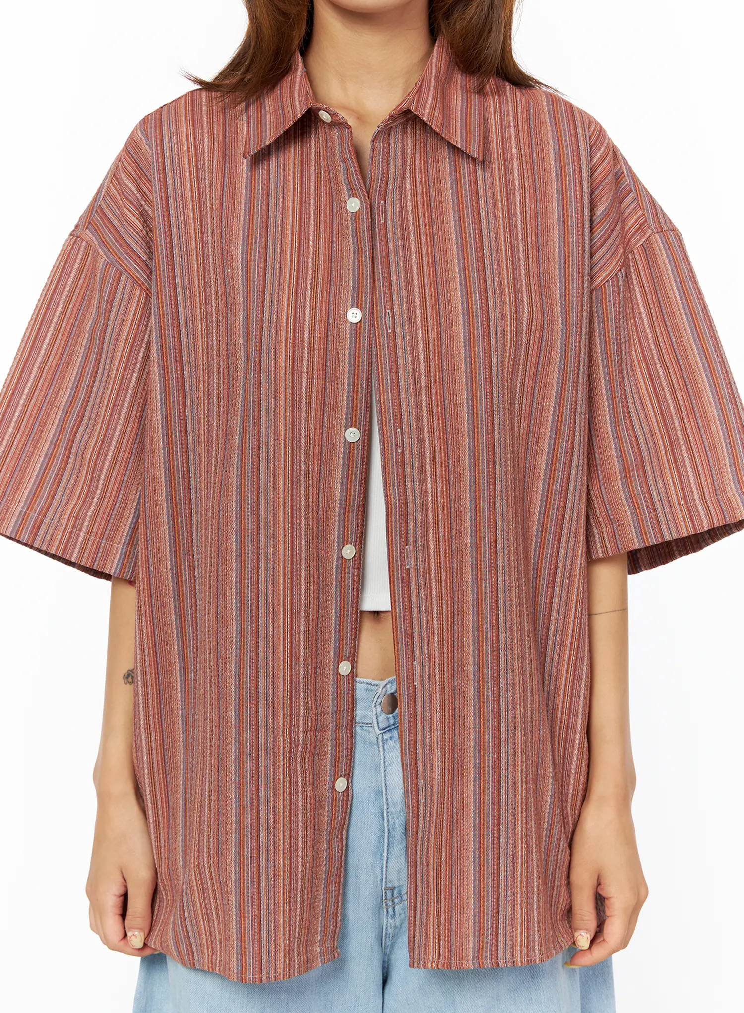 Bohemian Striped Over-Sized Shirt CU518 - Image 4