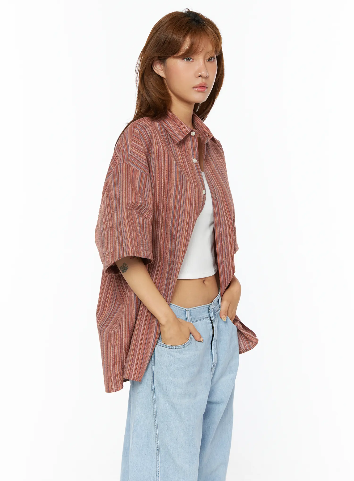 Bohemian Striped Over-Sized Shirt CU518 - Image 5
