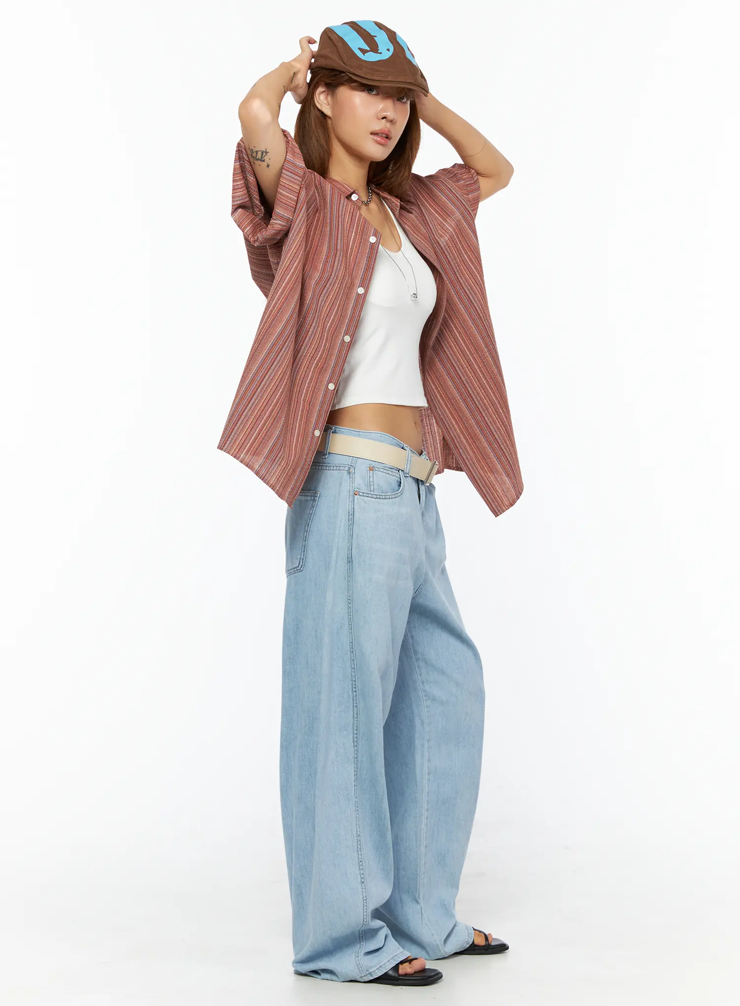 Bohemian Striped Over-Sized Shirt CU518 - Image 6