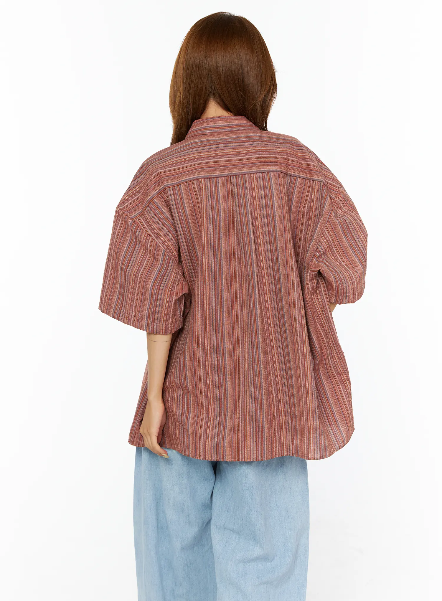 Bohemian Striped Over-Sized Shirt CU518 - Image 7