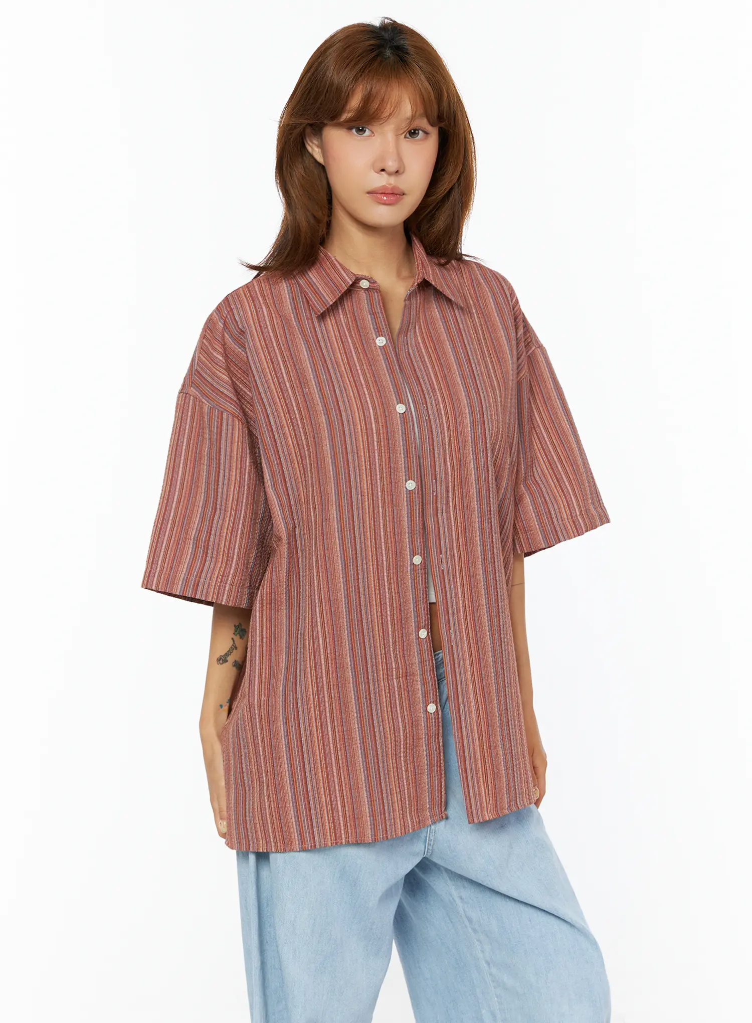 Bohemian Striped Over-Sized Shirt CU518 - Image 8