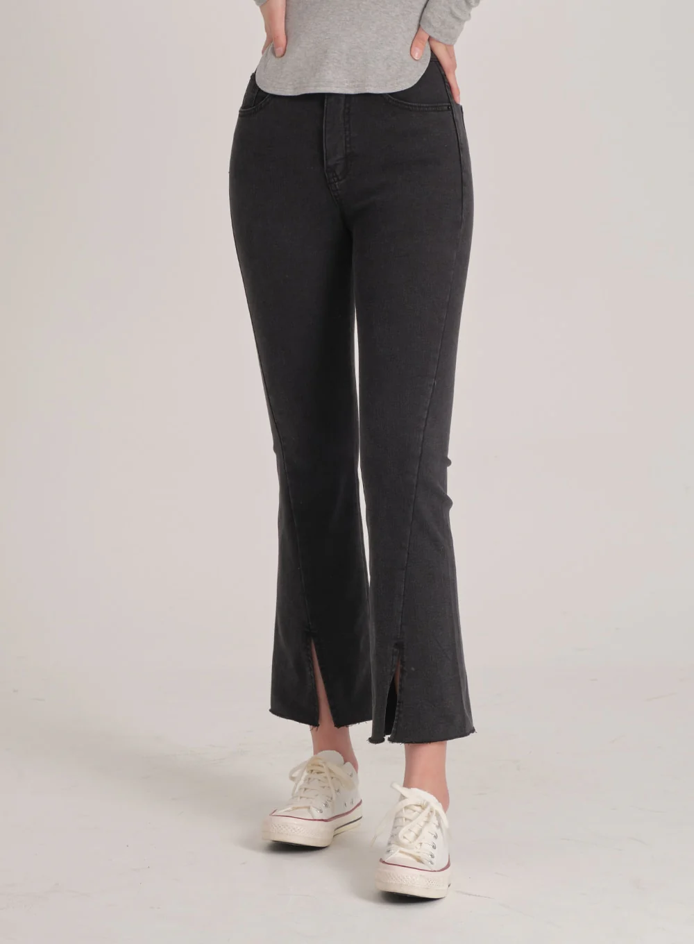 Bootcut Black Jeans with Front Slit J31 - Image 4