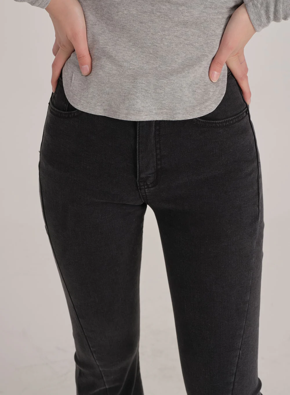 Bootcut Black Jeans with Front Slit J31 - Image 5