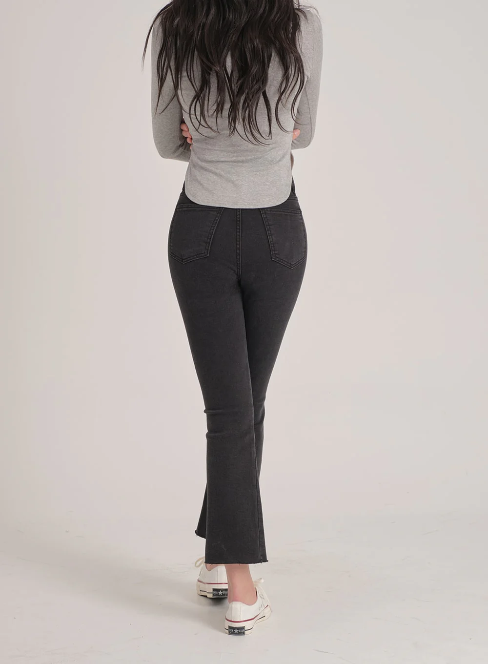 Bootcut Black Jeans with Front Slit J31 - Image 8
