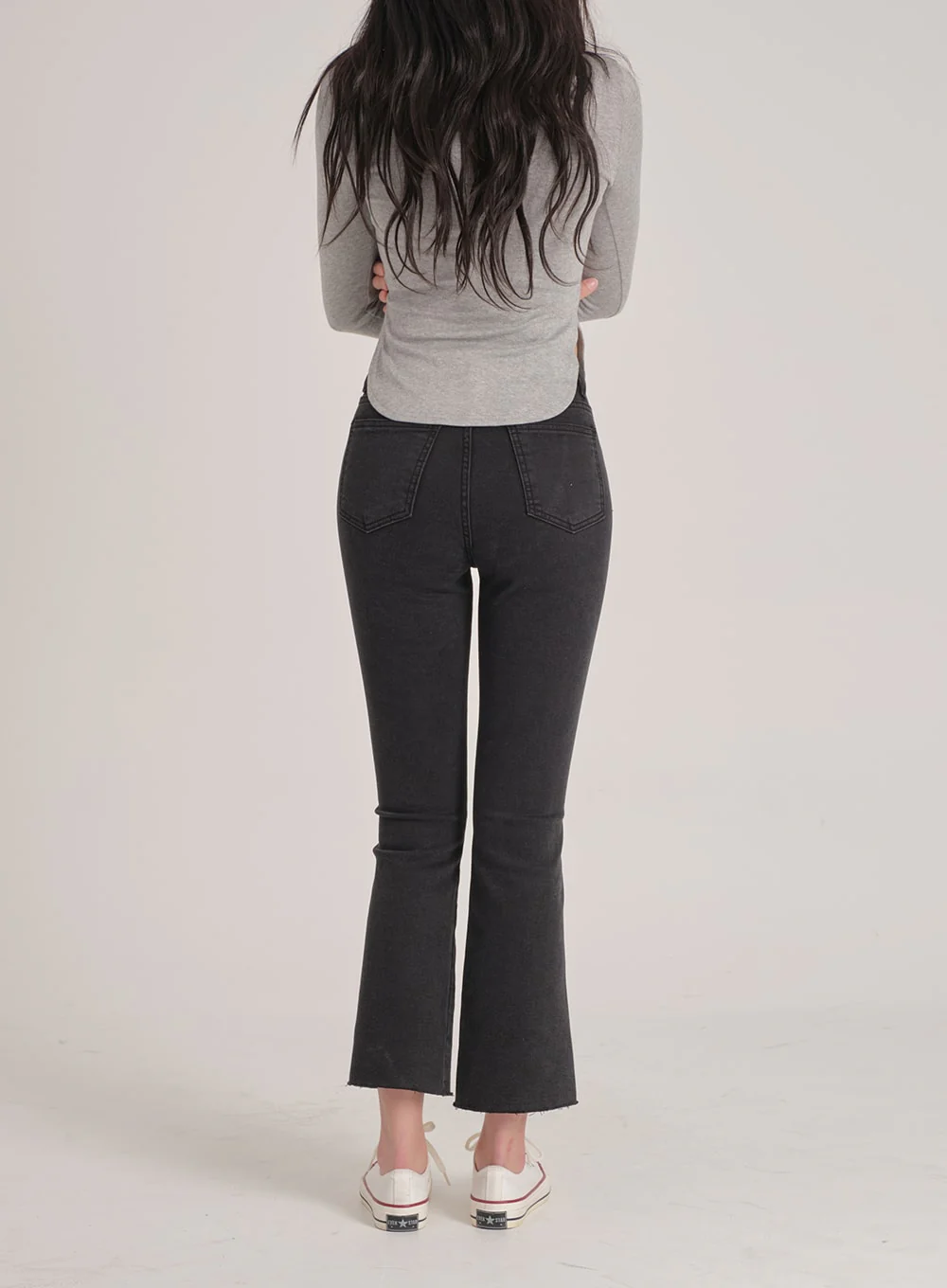 Bootcut Black Jeans with Front Slit J31 - Image 9