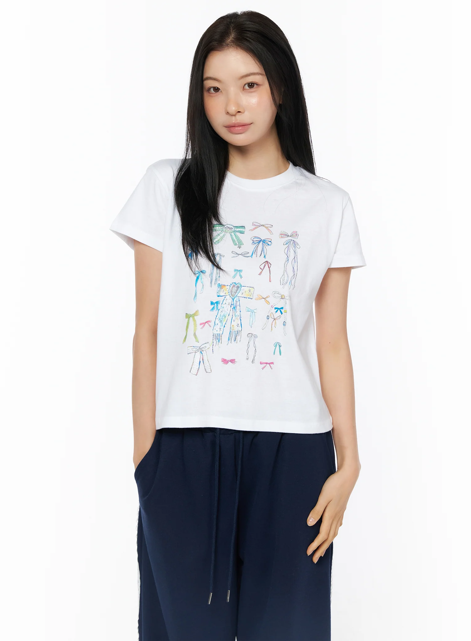 Bow Print Graphic Tee IU516 - Image 10