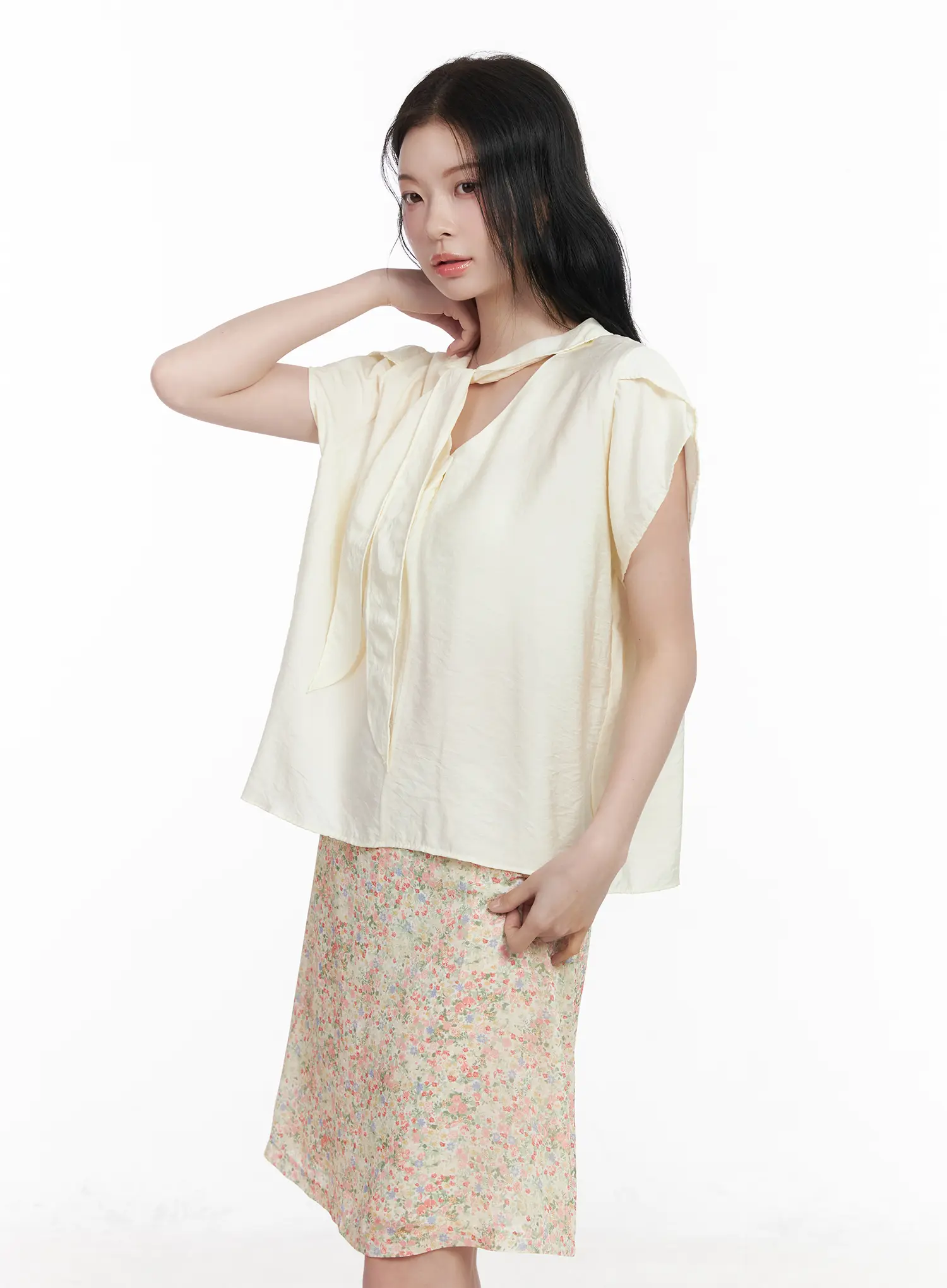 Bow Tie Short Sleeve Blouse CA509 - Image 8