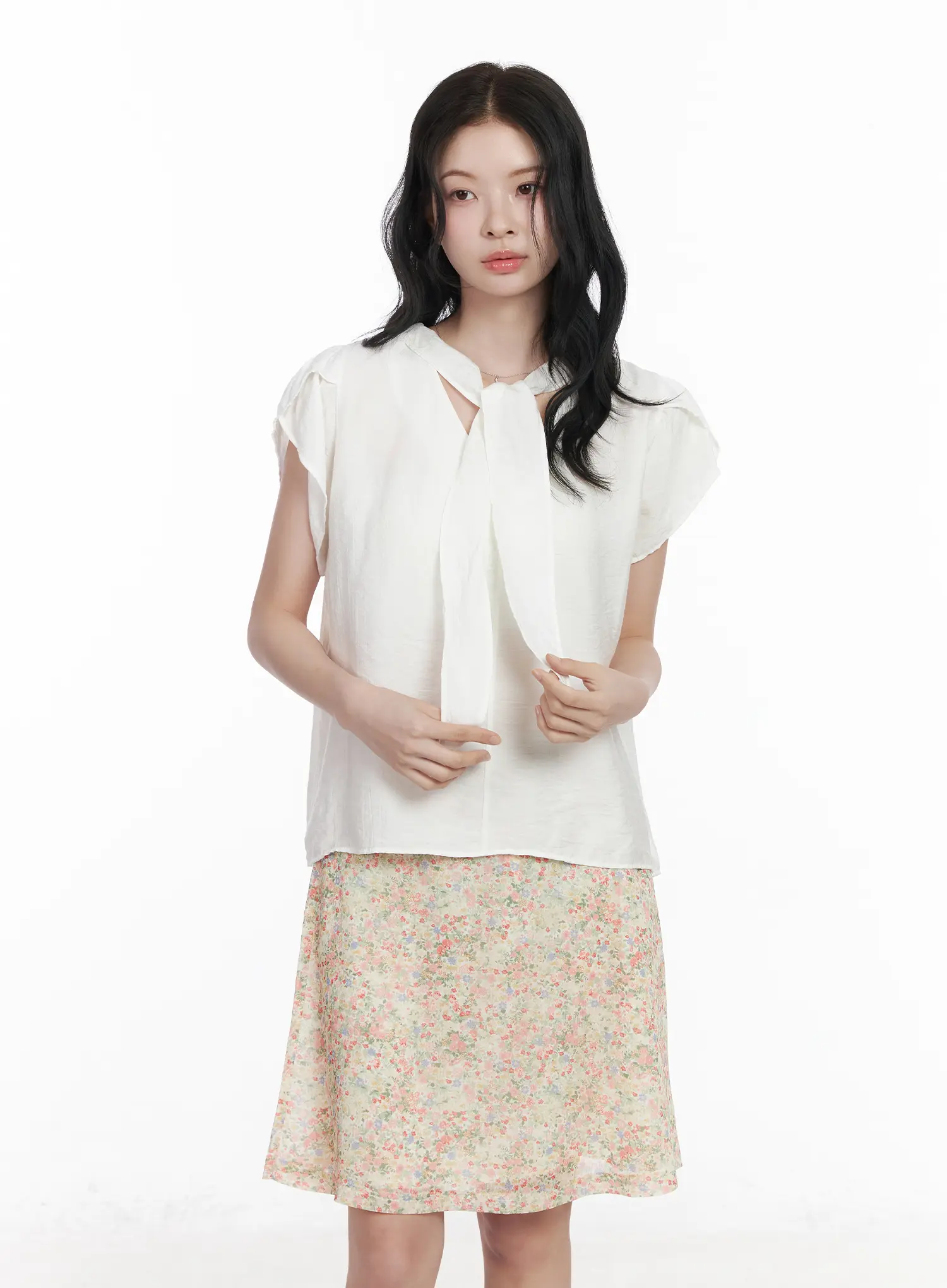 Bow Tie Short Sleeve Blouse CA509 - Image 9