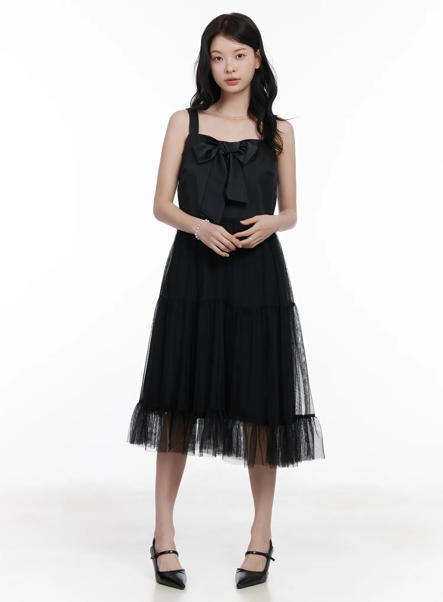 Bow Tiered Tulle Midi Dress CA509 - Image 3