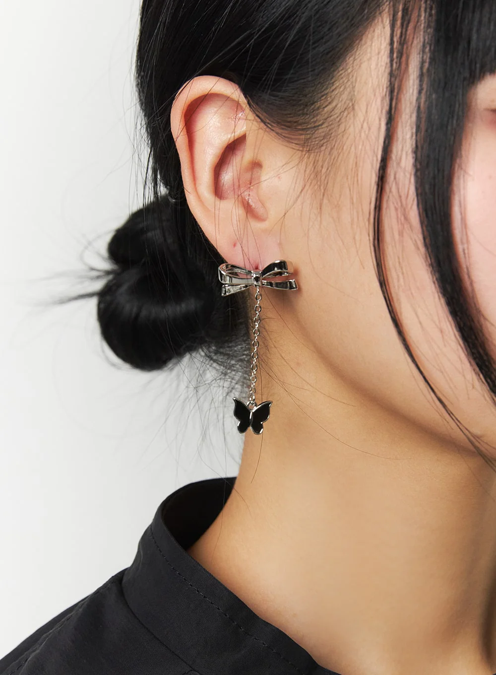Bowknot Chain Earrings IJ419 - Image 2