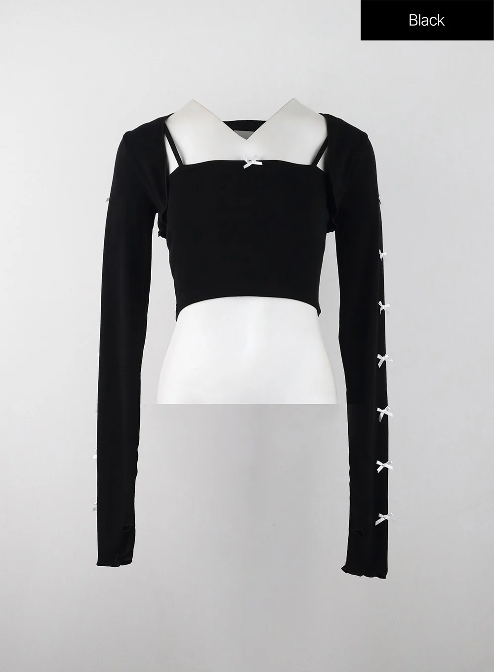 Bowknot Long Sleeve Bolero Shrug and Tank Set IJ402 - Image 11