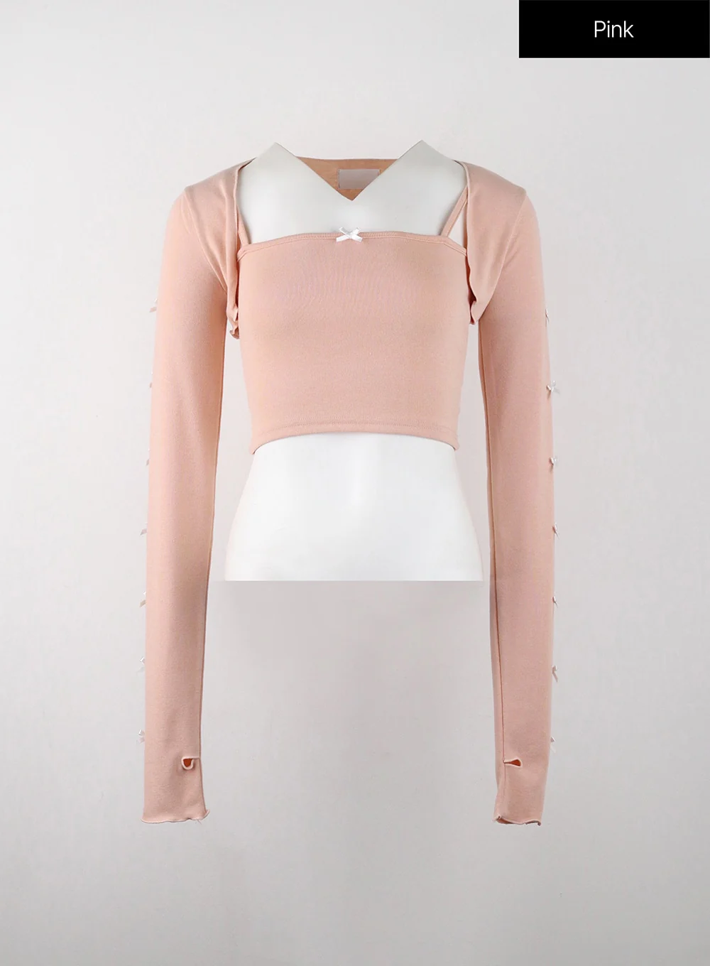 Bowknot Long Sleeve Bolero Shrug and Tank Set IJ402 - Image 13
