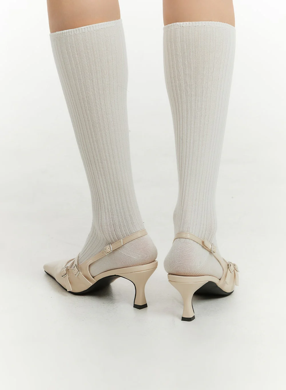Buckle Embellished Slingback Pointed Toe Heels IM406 - Image 7