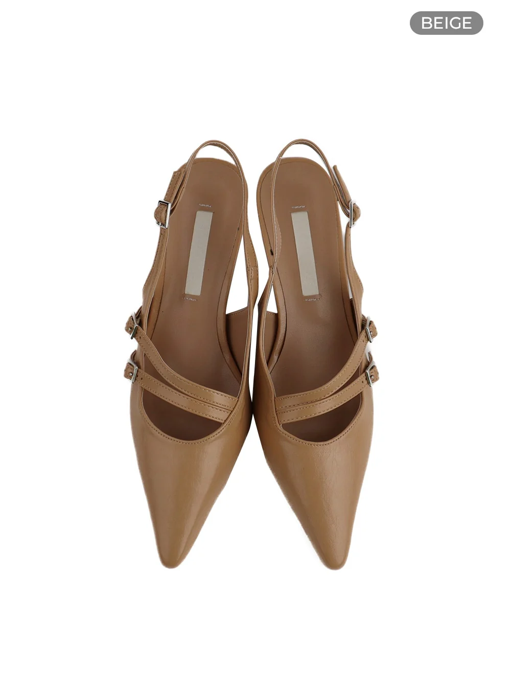 Buckle Embellished Slingback Pointed Toe Heels IM406 - Image 9