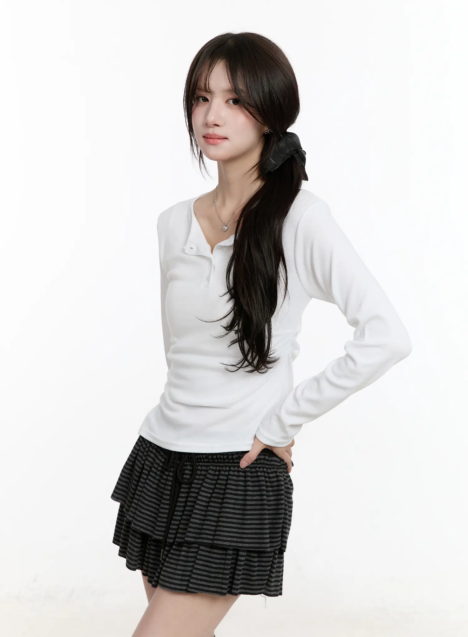 Button Accent Long Sleeve Top CM510 - Image 2