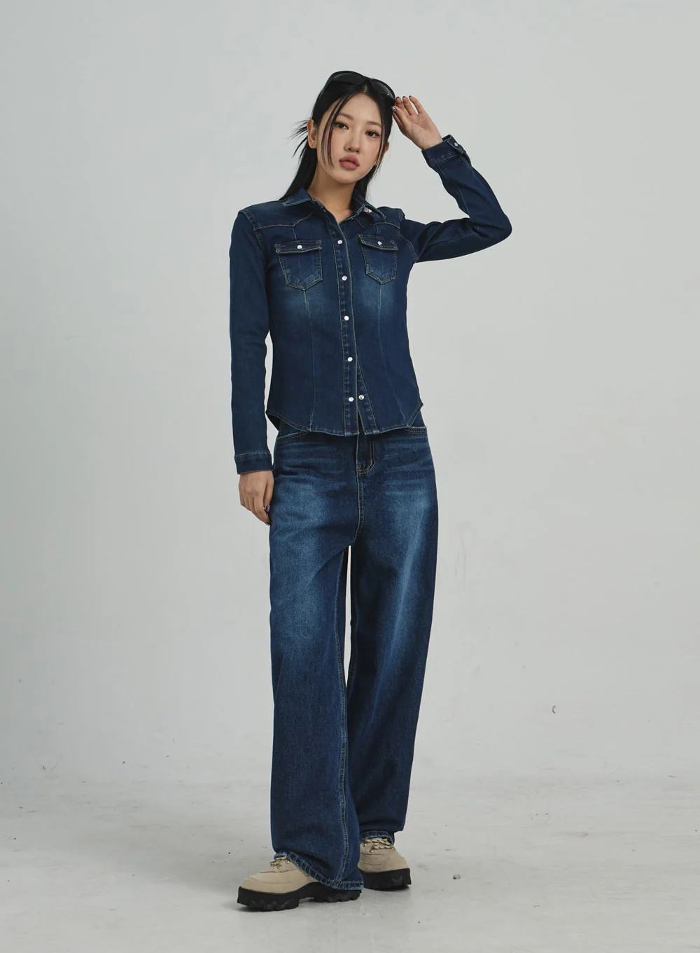 Button Denim Shirt CD09 - Image 10