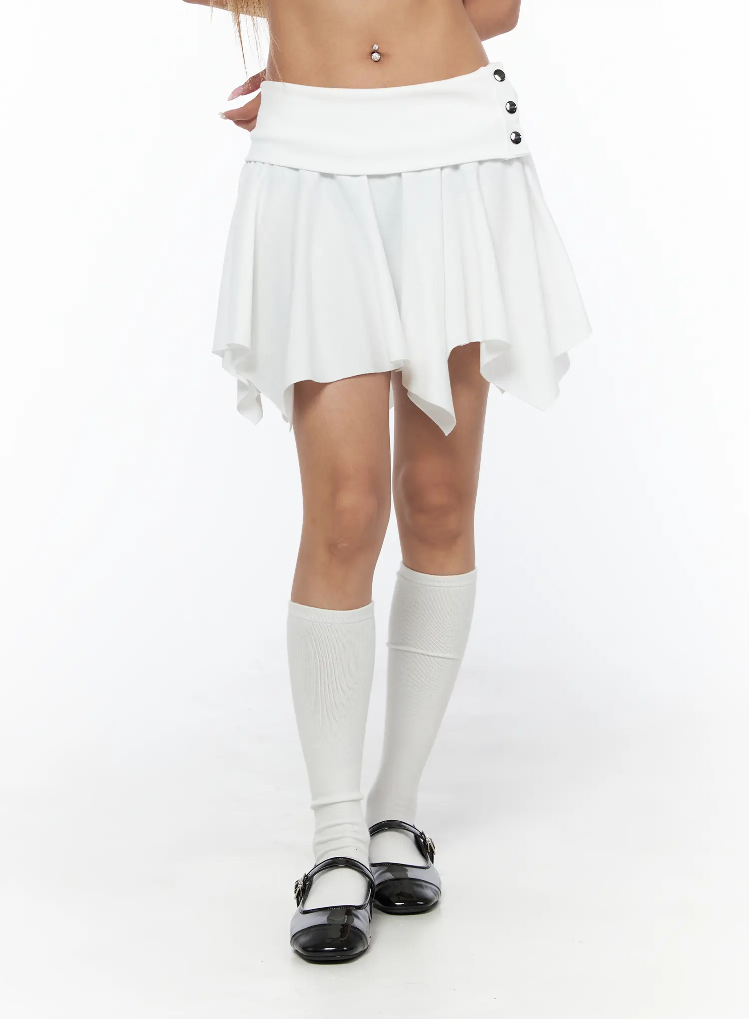 Button Flare Mini Skirt CU524 - Image 2