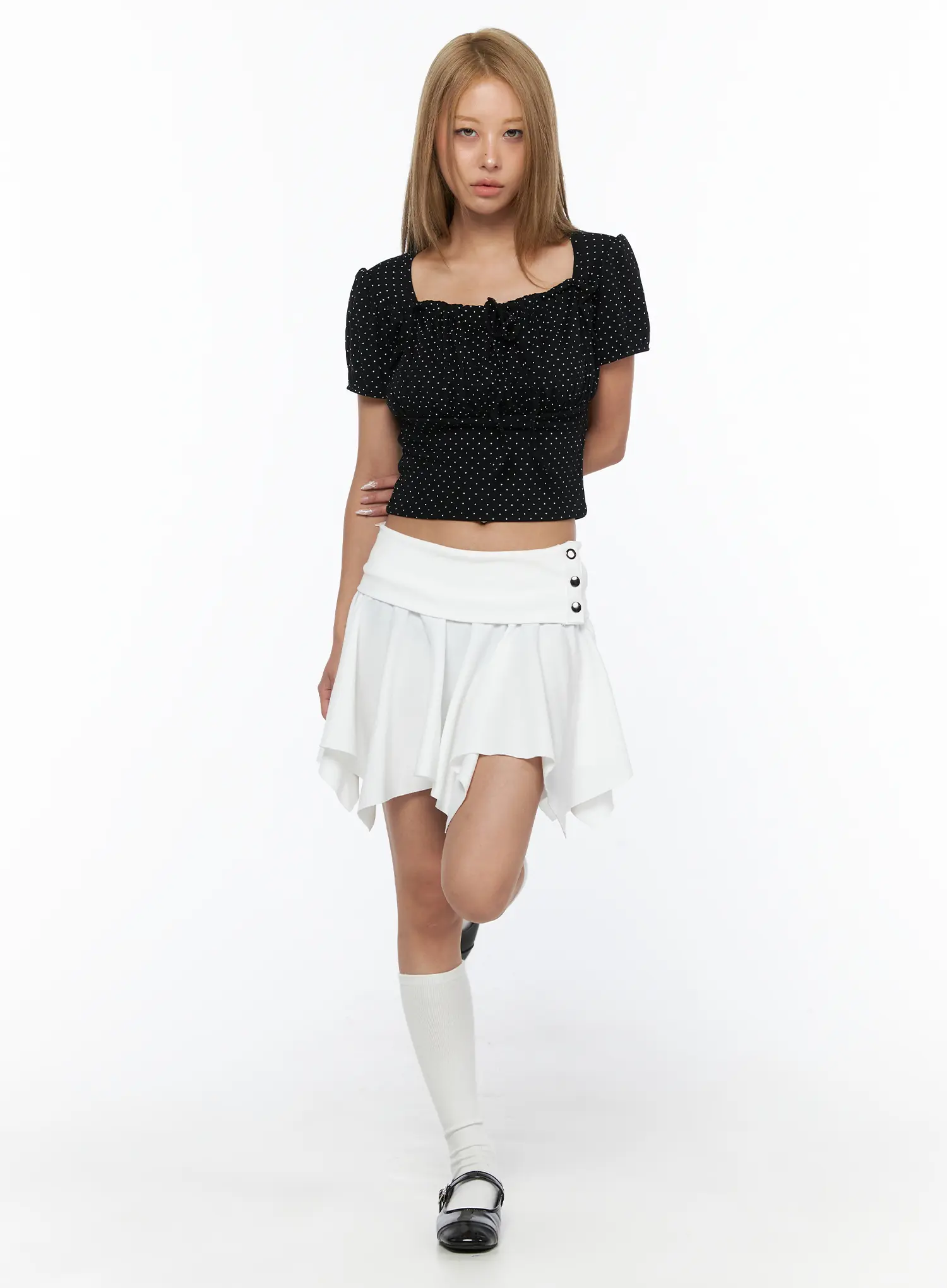 Button Flare Mini Skirt CU524 - Image 5
