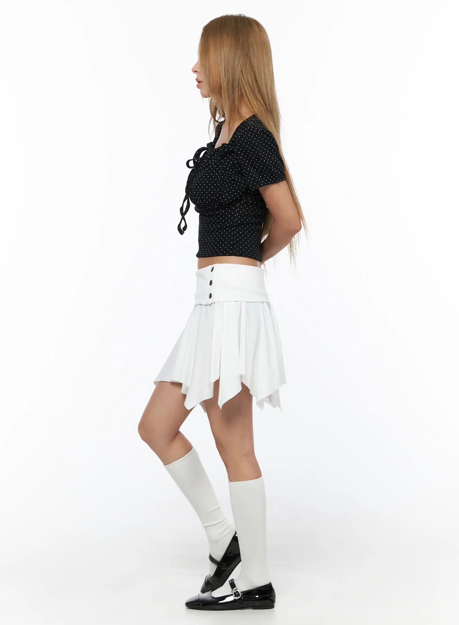 Button Flare Mini Skirt CU524 - Image 6