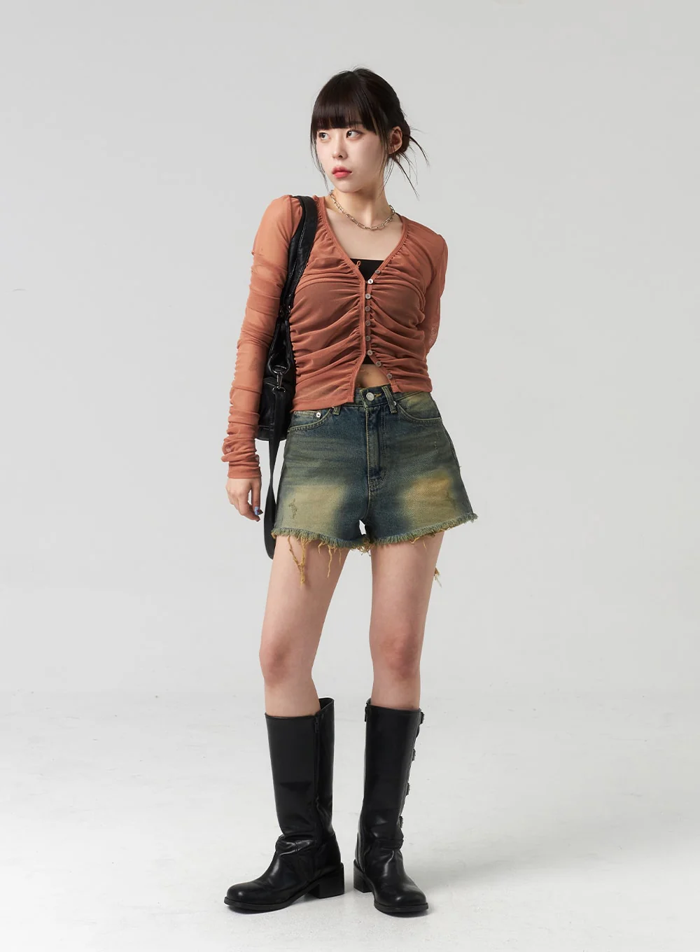 Button Mesh Cardigan CL314 - Image 7