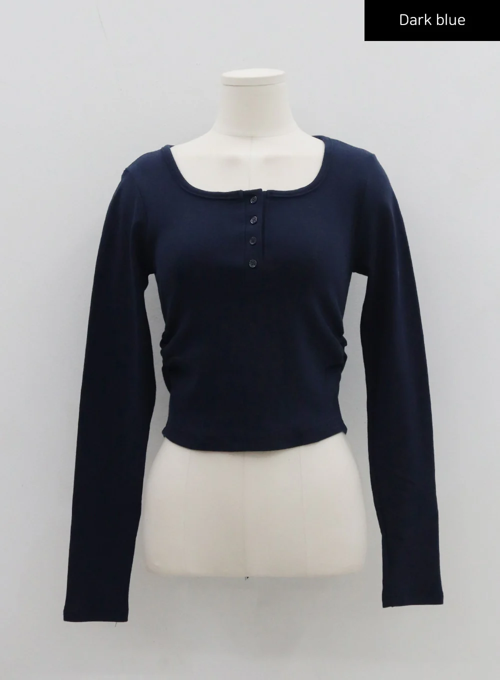 Button Neck Long Sleeve Cropped Top CD21 - Image 17
