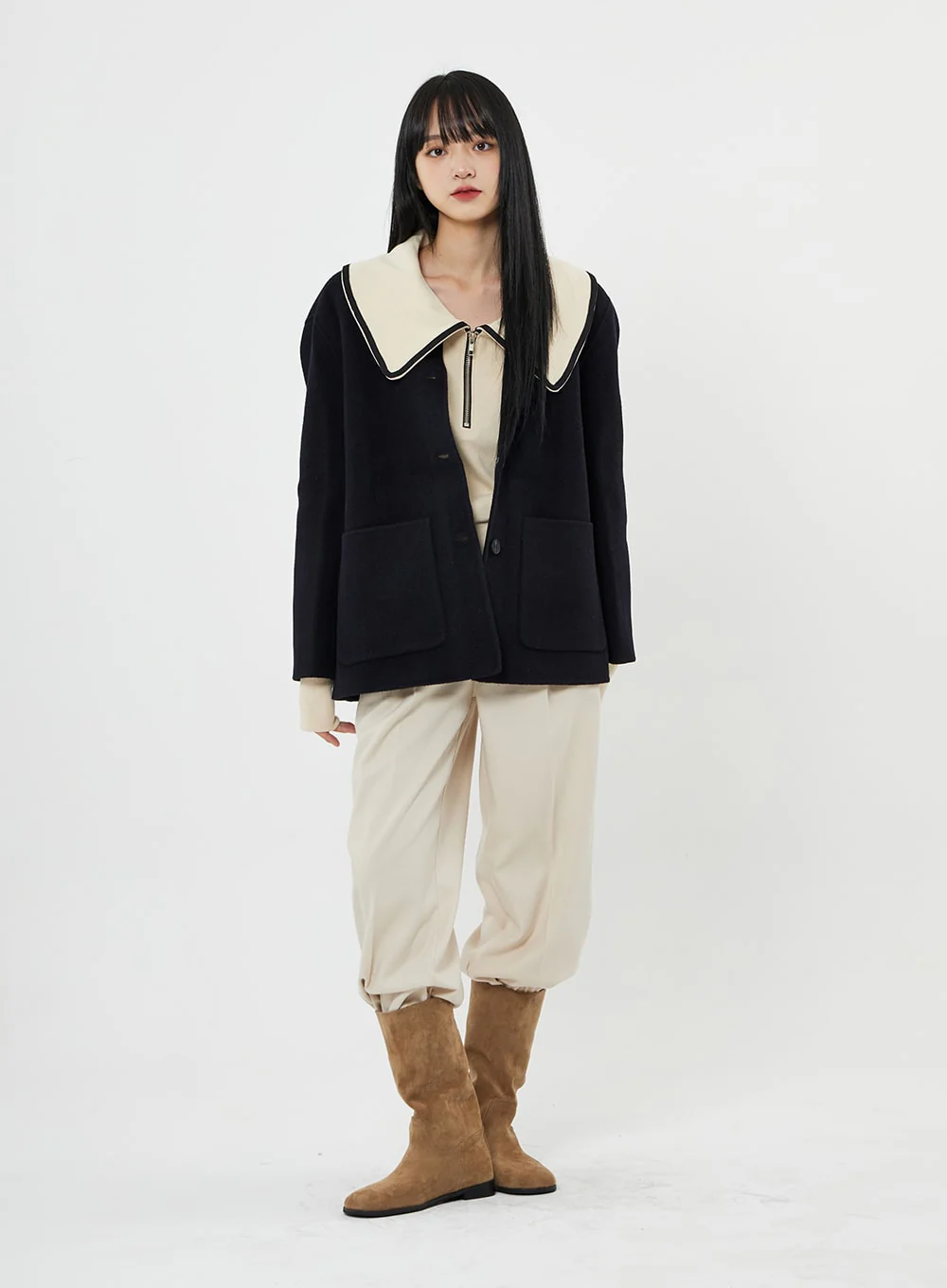 Button Round Neck Coat BN10 - Image 7