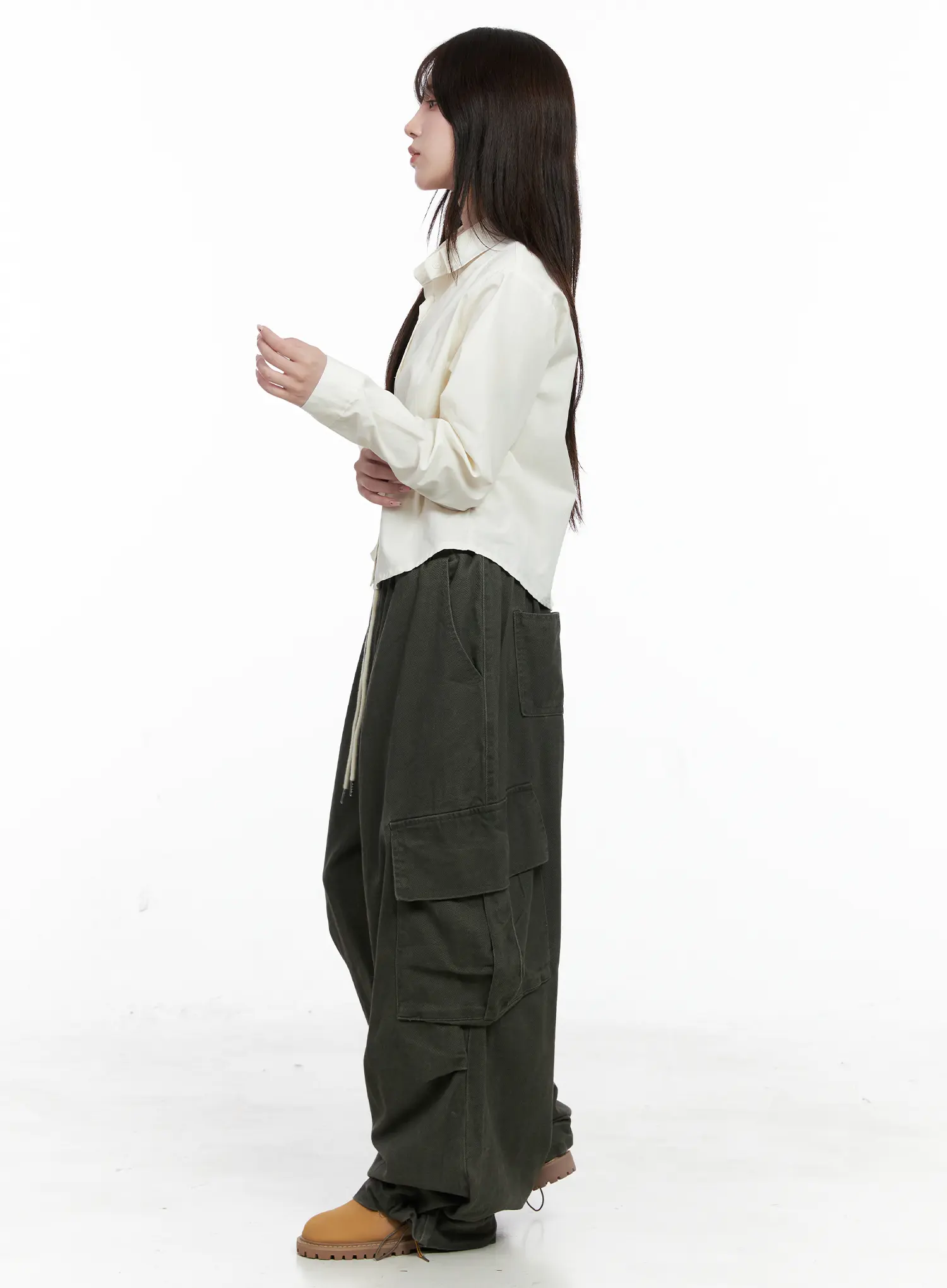 Button-Up Long Sleeve Crop Top CO520 - Image 4