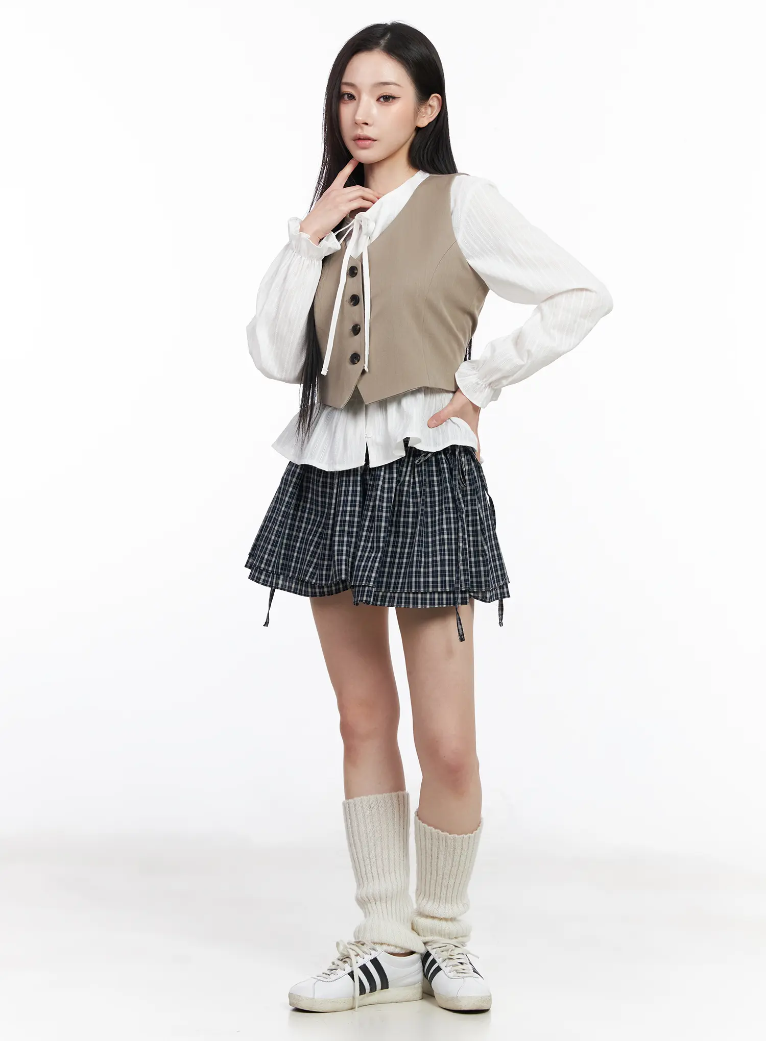 Buttoned Back Belted Crop Vest CM519 - Image 3