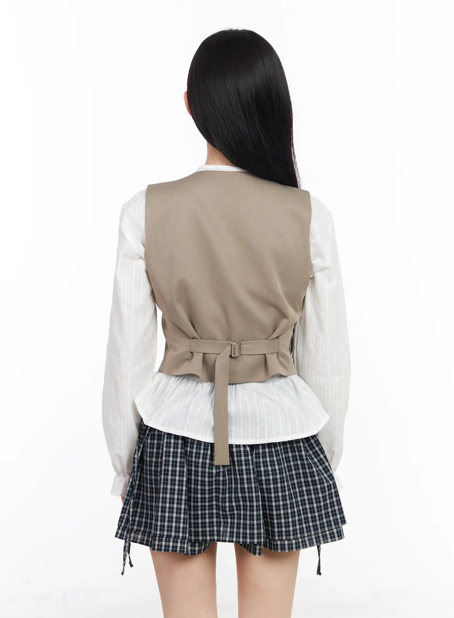 Buttoned Back Belted Crop Vest CM519 - Image 7
