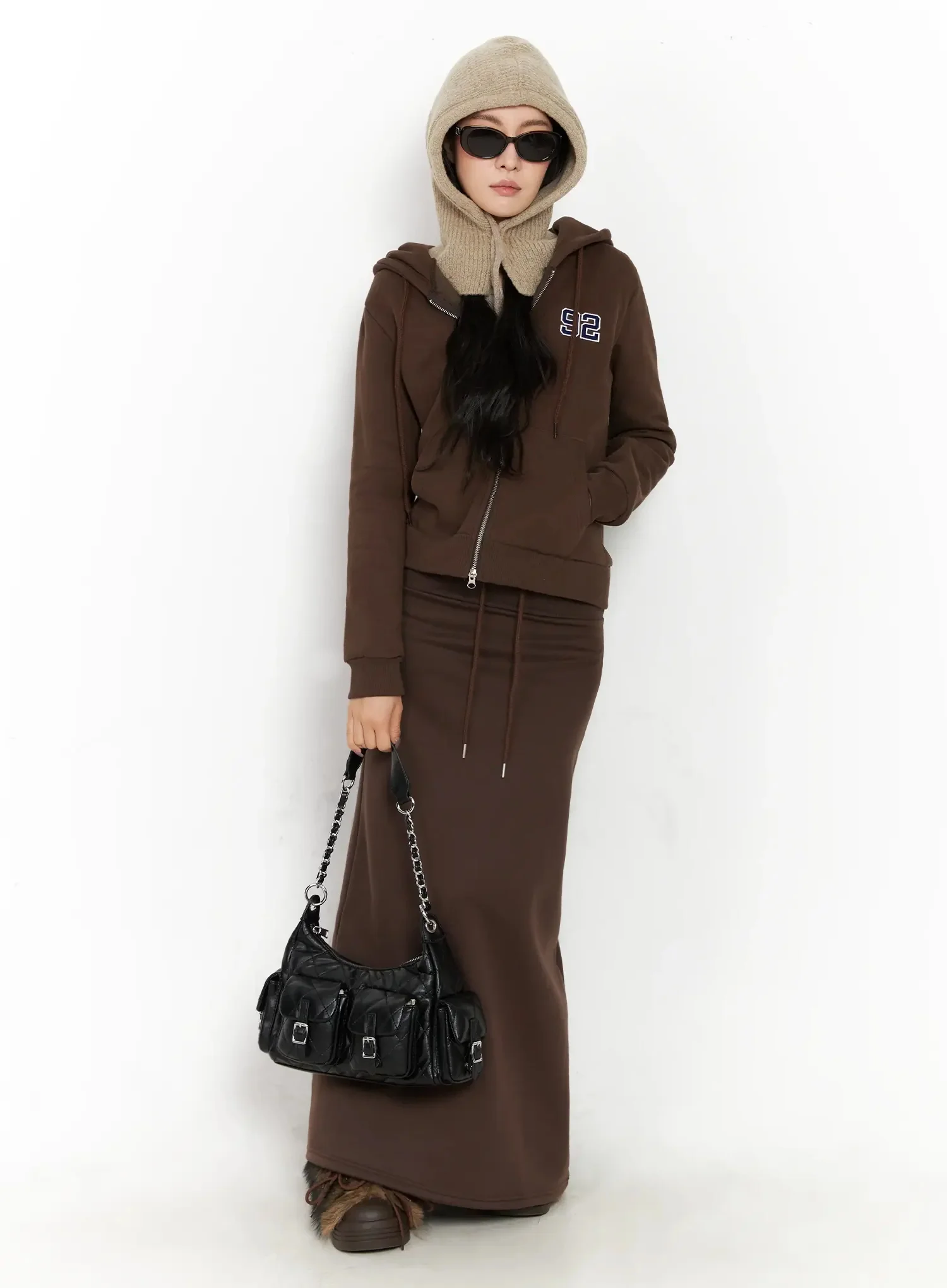 Buttoned Knit Hood Hat IN528 - Image 3
