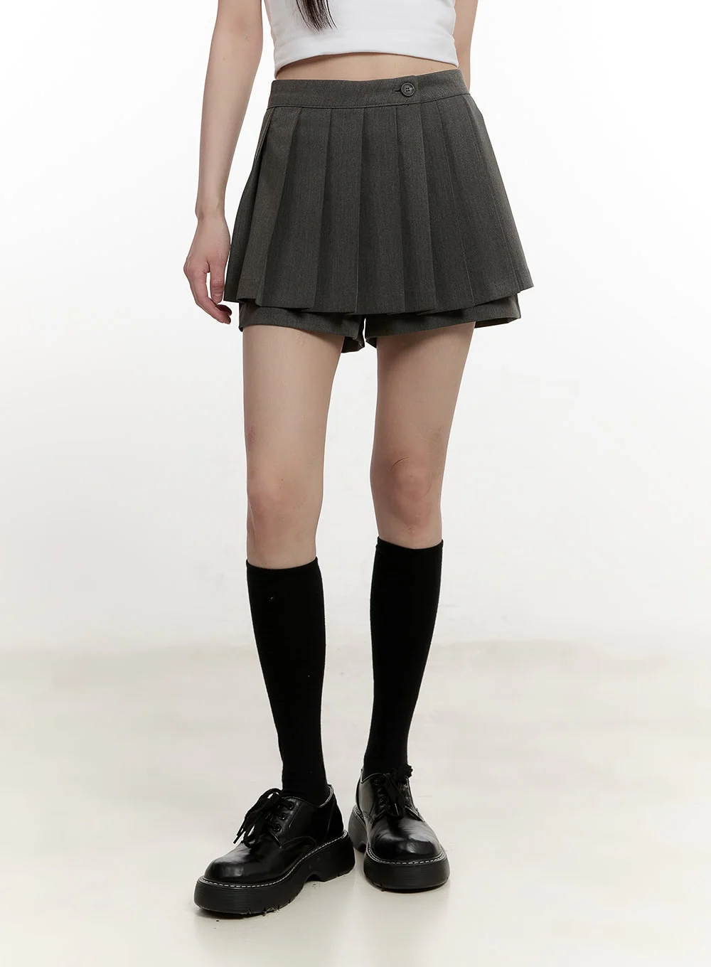 Buttoned Pleated Mini Skort CM513 - Image 8