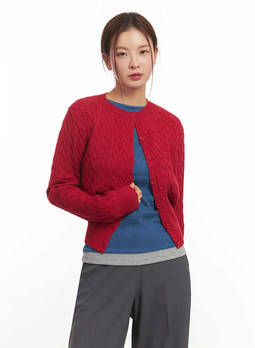 Cable-Knit Buttoned Cardigan IM524 - Image 16