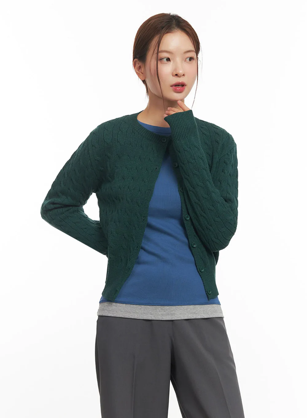 Cable-Knit Buttoned Cardigan IM524 - Image 17