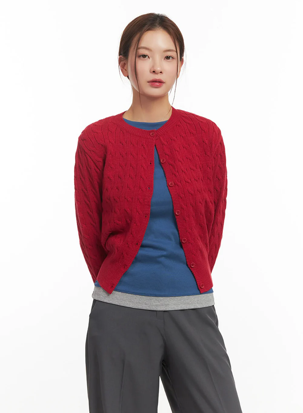 Cable-Knit Buttoned Cardigan IM524 - Image 6